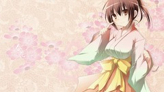 Woman Anime red eyes anime girls brunettes Japanese clothes
