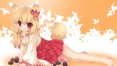 Woman Anime red eyes barefoot nekomimi animal ears cleavage 