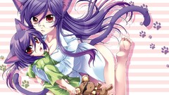 Woman Anime red eyes nekomimi animal ears purple hair Mobile 