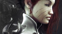 Woman Anime scars anime girls redheads artwork cgi