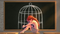 Woman Anime school cage