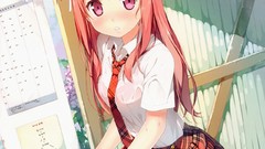 Woman Anime schoolgirls pink eyes anime girls embarrassment 