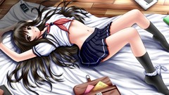 Woman Anime schoolgirls school uniforms sailor uniforms