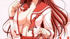 Woman Anime schoolgirls stockings skirts smiling anime girls 