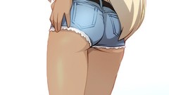 Woman Anime Shorts blondes anime girls hentai tan lines