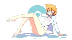 Woman Anime sitting Pokemon smiling anime girls blue eyes 