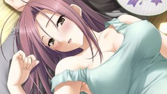 Woman Anime sitting smiling anime girls brown eyes brunettes 