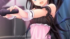 Woman Anime smiling anime girls blue eyes maids black hair 