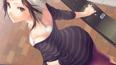 Woman Anime smiling anime girls brown eyes brunettes ecchi 