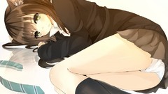 Woman Anime socks schoolgirls skirts anime girls brunettes 