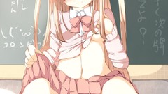 Woman Anime stockings blondes skirts blush smiling anime girls 