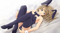 Woman Anime stockings blondes smiling anime girls Bunnies blue 