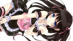 Woman Anime stockings smiling anime girls blue eyes maids black 
