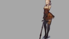 Woman Anime Swords long hair anime girls artwork soft shading 