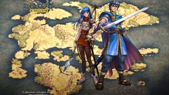 Woman Anime Swords spears blue hair smiling anime girls blue 