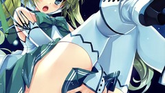 Woman Anime tears skirts anime girls lingerie blue eyes green 