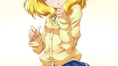 Woman Anime tie blondes skirts blush anime girls short hair 