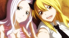 Woman Anime tie white hair earrings blondes big eyes anime 