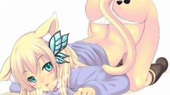 Woman Anime white background blondes anime girls green eyes 