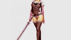 Woman Anime white background Manga Swords stockings blondes 