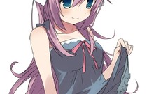 Woman Anime white background sitting skirts anime girls blue 