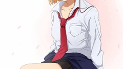 Woman Anime white background socks sitting schoolgirls skirts 