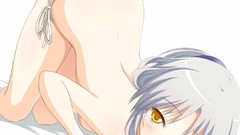Woman Anime white background white hair anime girls yellow eyes 