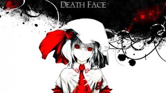 Woman Anime white hair red eyes sight smiling remilia scarlet 