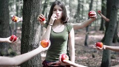 Woman apples Arms brunettes models forests