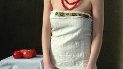 Woman apples ass brunettes models photo shoot boobs necklaces 