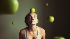 Woman apples balance