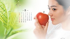 Woman apples Calendar asians Korean