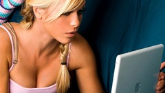 Woman apples Laptops blondes cleavage Cara Rae