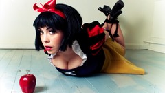 Woman apples legs bondage snow-white cleavage