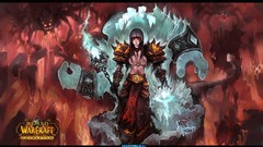 Woman armor staff red eyes world of warcraft artwork blizzard 