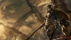 Woman armor Swords capes panthers