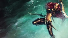 Woman armor Swords pink hair League of Legends artwork video 