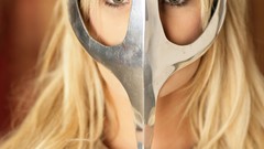 Woman armor Swords queen blondes huge boobs pornstars Shyla 