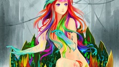 Woman artist paintings Birth drawings multicolor digital art 