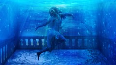 Woman artwork underwater