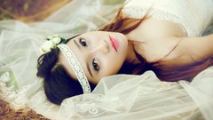 Woman asians attractive white dress oriental wedding dresses