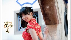Woman asians bangs chinese dress qipao