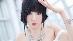 Woman asians bangs models Korean Hwang Mi Hee