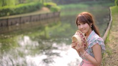 Woman asians bangs models Korean Kim Ji Min