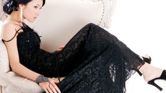 Woman asians black dress