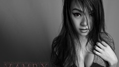 Woman asians black hair cleavage cosplay Vampy