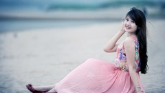 Woman asians black hair vietnamese