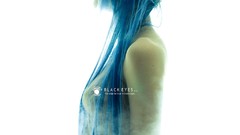Woman asians blue hair artwork