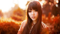 Woman asians brunettes bangs models