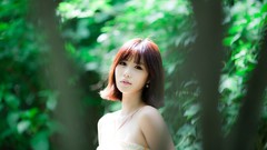 Woman asians brunettes bangs models Korean Song Jina